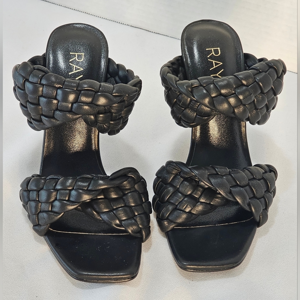 Raye Black Heels with Quilted Style Straps